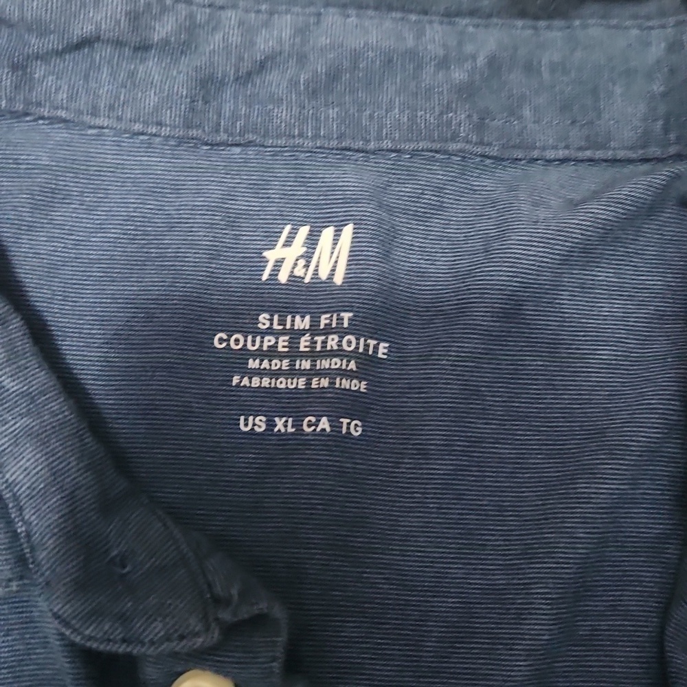 H & M Slim Fit Coupe Etroite Polo Blue Size XL - Picture 2 of 4